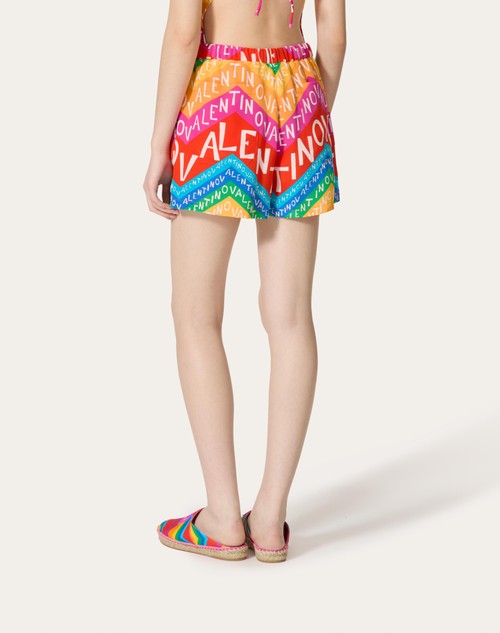Red Valentino SHORTS IN CREPE DE CHINE VALENTINO CHEVRON 24 Super sconto