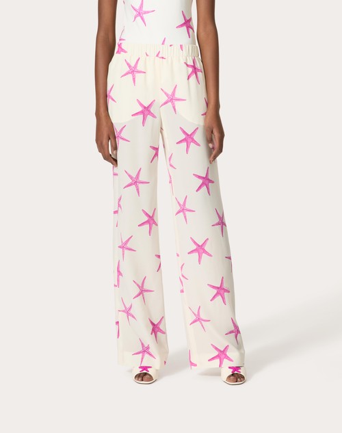 Red Valentino PANTALONI IN CREPE DE CHINE STARFISH 50% di sconto con spedizione gratuita