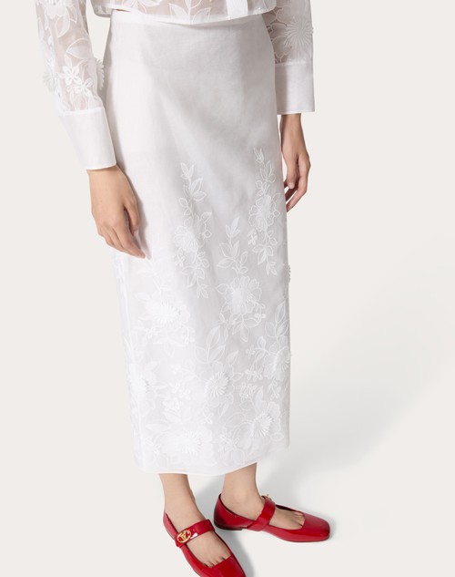 Red Valentino GONNA MIDI IN CAMELLIA ORGANDIS Promozione Limitata