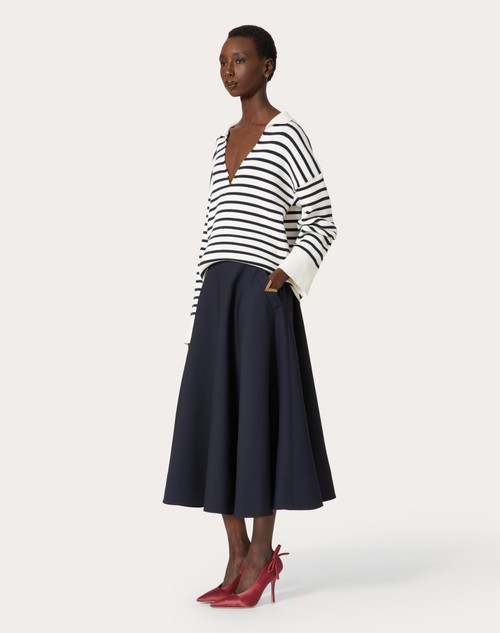 Red Valentino GONNA MIDI IN CREPE COUTURE Sconto