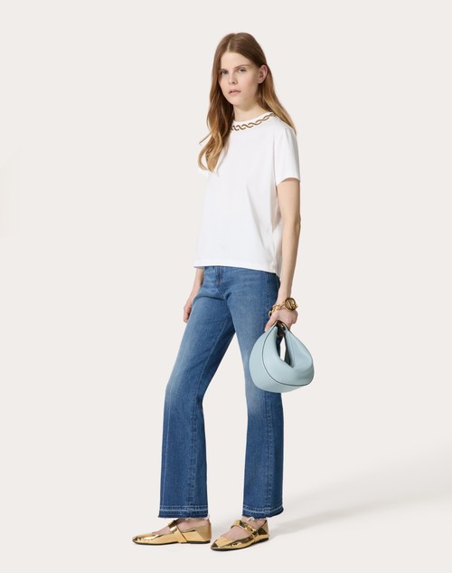 Red Valentino T-SHIRT IN COTTON JERSEY RICAMATA In Vendita