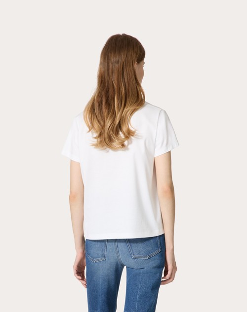 Red Valentino T-SHIRT IN COTTON JERSEY RICAMATA In Vendita