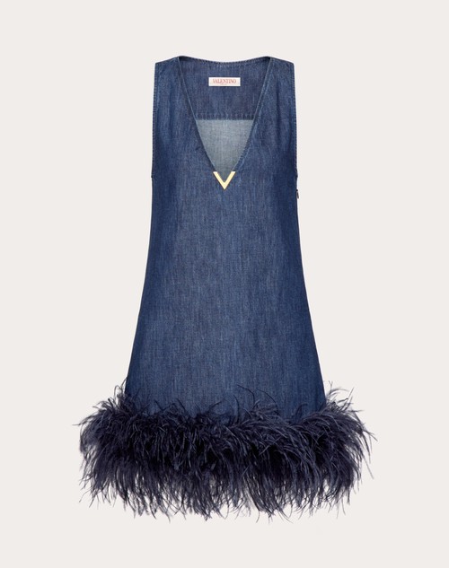 Red Valentino ABITO CORTO IN CHAMBRAY DENIM Saldi Di Fabbrica