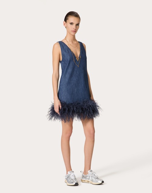 Red Valentino ABITO CORTO IN CHAMBRAY DENIM Saldi Di Fabbrica