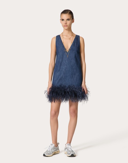 Red Valentino ABITO CORTO IN CHAMBRAY DENIM Saldi Di Fabbrica