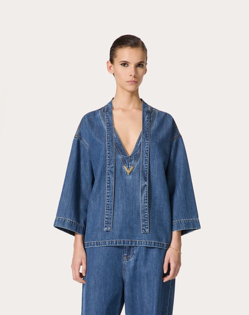 Red Valentino KAFTANO IN DENIM BLU MEDIO Vendite Flash