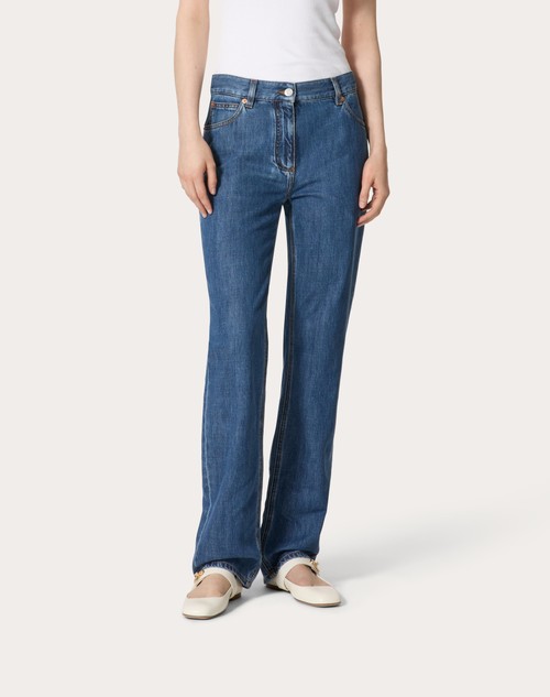 Red Valentino PANTALONI IN DENIM BLU MEDIO In Saldo
