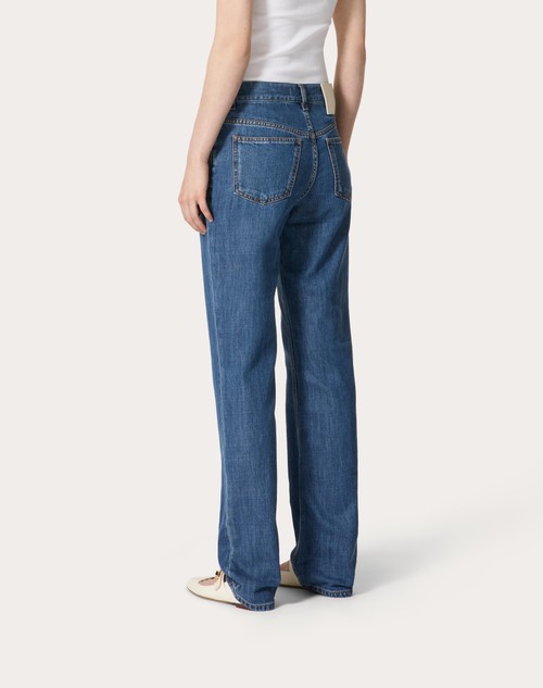 Red Valentino PANTALONI IN DENIM BLU MEDIO In Saldo
