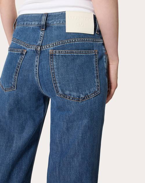 Red Valentino PANTALONI IN DENIM BLU MEDIO In Saldo