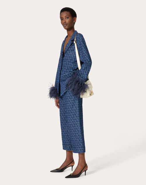 Red Valentino PANTALONI IN DENIM TOILE ICONOGRAPHE MEDIUM BLUE Spedizione gratuita