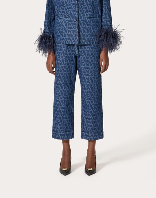 Red Valentino PANTALONI IN DENIM TOILE ICONOGRAPHE MEDIUM BLUE Spedizione gratuita