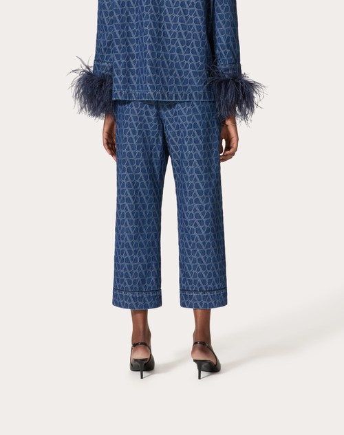 Red Valentino PANTALONI IN DENIM TOILE ICONOGRAPHE MEDIUM BLUE Spedizione gratuita