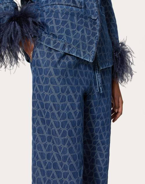 Red Valentino PANTALONI IN DENIM TOILE ICONOGRAPHE MEDIUM BLUE Spedizione gratuita