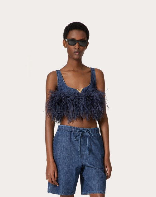 Red Valentino TOP IN CHAMBRAY DENIM Sconto di tempo limitato