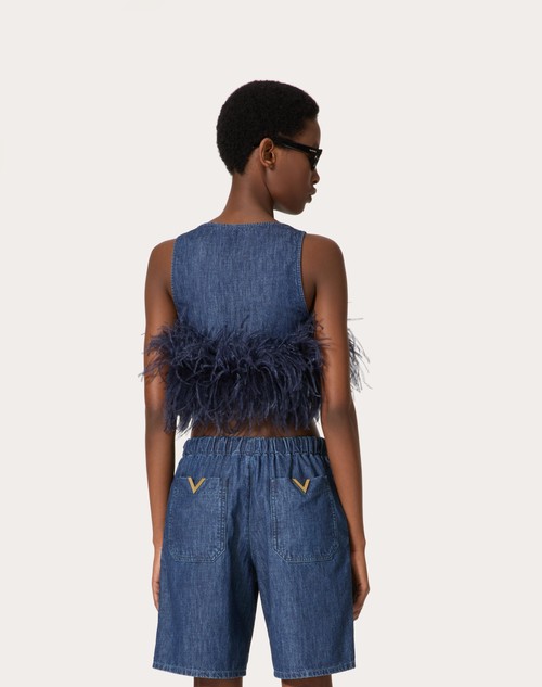 Red Valentino TOP IN CHAMBRAY DENIM Sconto di tempo limitato