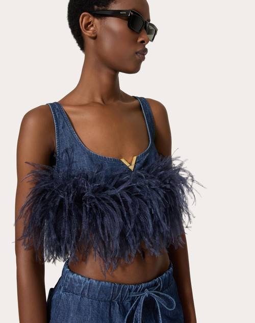 Red Valentino TOP IN CHAMBRAY DENIM Sconto di tempo limitato