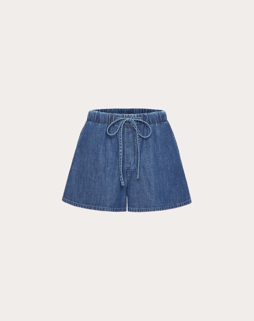 Red Valentino SHORTS IN CHAMBRAY DENIM Negozio online di fabbrica