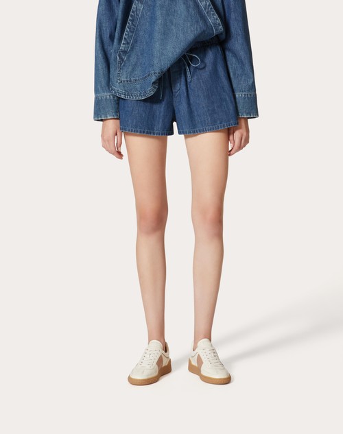 Red Valentino SHORTS IN CHAMBRAY DENIM Negozio online di fabbrica