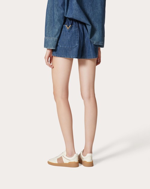 Red Valentino SHORTS IN CHAMBRAY DENIM Negozio online di fabbrica
