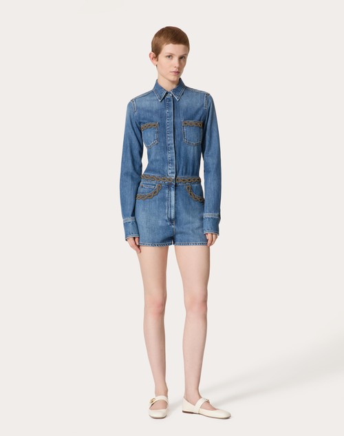Red Valentino TUTA IN DENIM BLU MEDIO RICAMATA Comprare a buon mercato