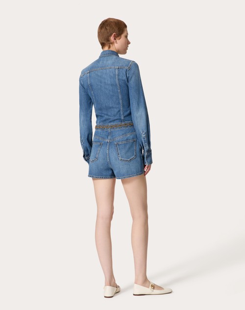 Red Valentino TUTA IN DENIM BLU MEDIO RICAMATA Comprare a buon mercato