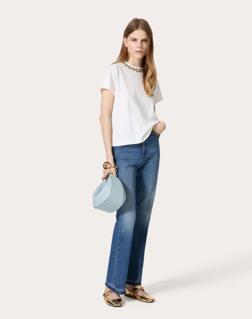 Red Valentino PANTALONI IN BLU MEDIO CON RISERVA RICAMATI Grande vendita