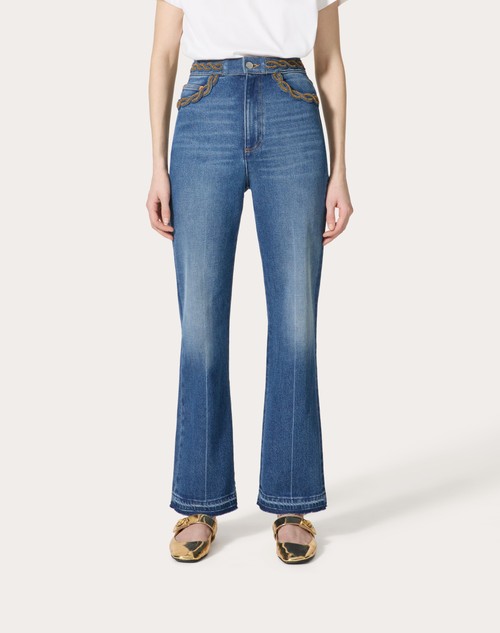 Red Valentino PANTALONI IN BLU MEDIO CON RISERVA RICAMATI Grande vendita
