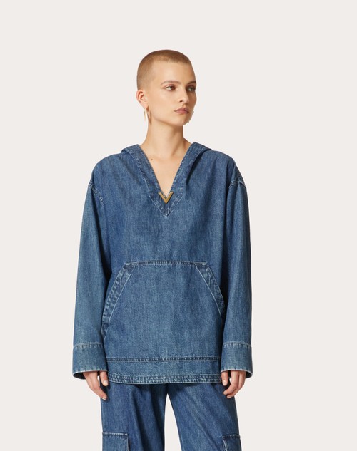 Red Valentino KAFTANO IN CHAMBRAY DENIM Vendite stagionali
