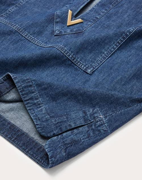 Red Valentino TOP KAFTANO IN CHAMBRAY DENIM Offerta Pasqua