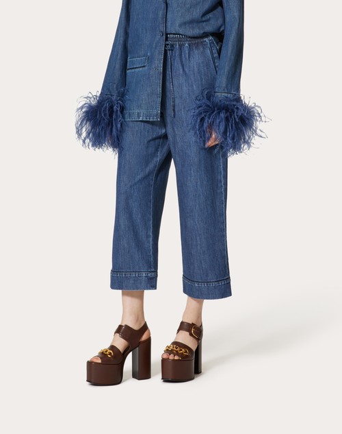 Red Valentino PANTALONE IN CHAMBRAY DENIM Offerta per la Festa della Mamma