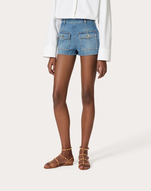 Red Valentino SHORTS IN DEEP BLUE DENIM Offerta Anniversario