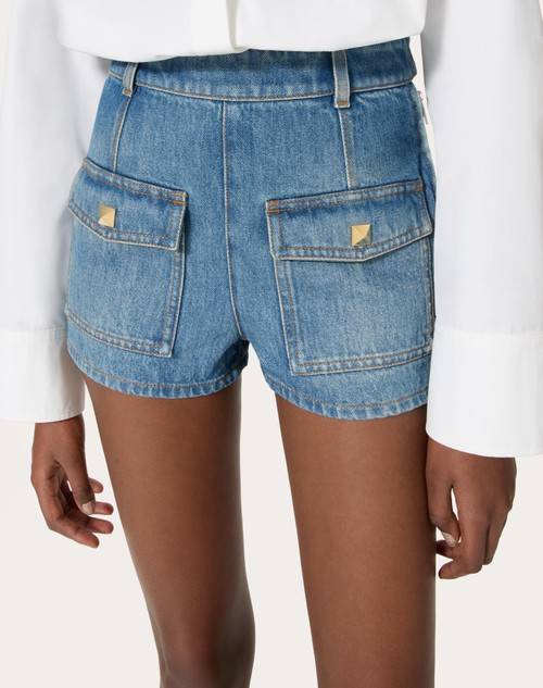 Red Valentino SHORTS IN DEEP BLUE DENIM Offerta Anniversario