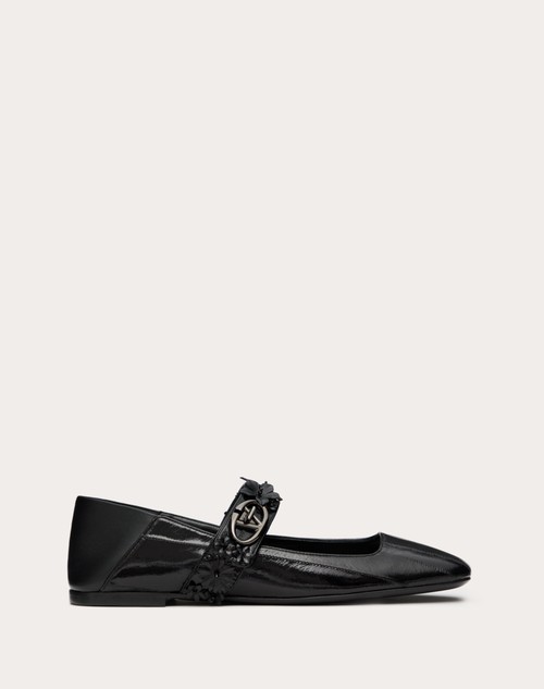 Red Valentino BALLERINA MARY-JANE VLOGO LOCKER IN ANGUILLA CON APPLICAZIONE DI FIORI Offerte esclusive