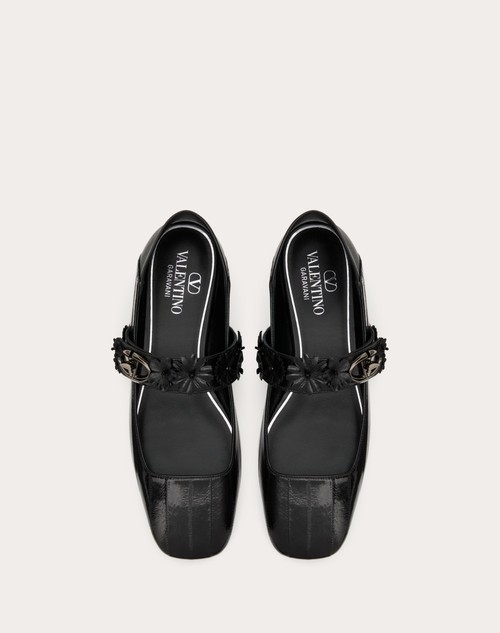 Red Valentino BALLERINA MARY-JANE VLOGO LOCKER IN ANGUILLA CON APPLICAZIONE DI FIORI Offerte esclusive