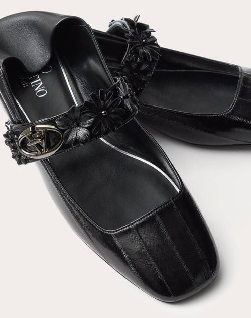 Red Valentino BALLERINA MARY-JANE VLOGO LOCKER IN ANGUILLA CON APPLICAZIONE DI FIORI Offerte esclusive