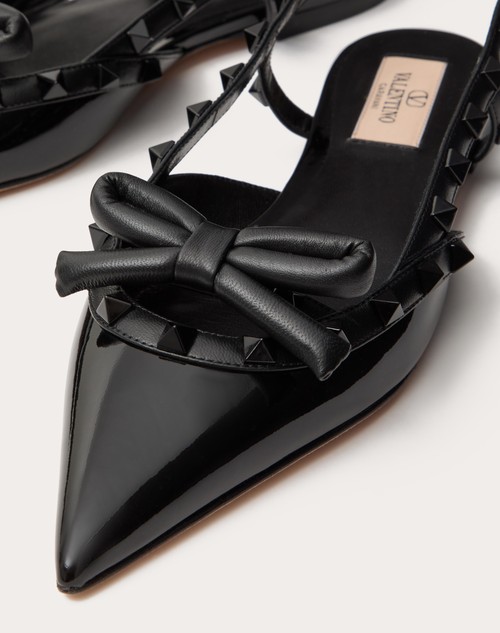 Red Valentino BALLERINA SLINGBACK ROCKSTUD BOW IN VERNICE E BORCHIE IN TONO Super Saving Price