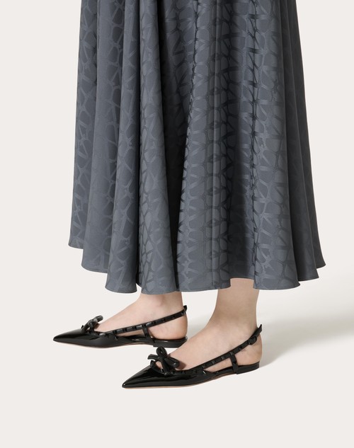 Red Valentino BALLERINA SLINGBACK ROCKSTUD BOW IN VERNICE E BORCHIE IN TONO Super Saving Price