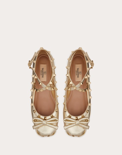 Red Valentino BALLERINA ROCKSTUD IN NAPPA LAMINATA Ultimo giorno