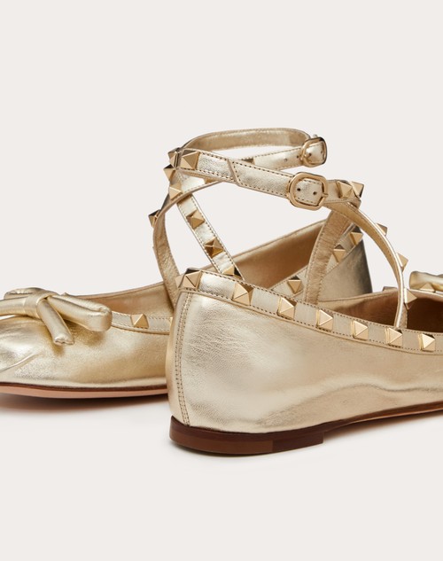 Red Valentino BALLERINA ROCKSTUD IN NAPPA LAMINATA Ultimo giorno
