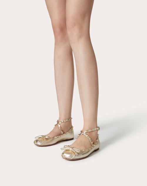Red Valentino BALLERINA ROCKSTUD IN NAPPA LAMINATA Ultimo giorno