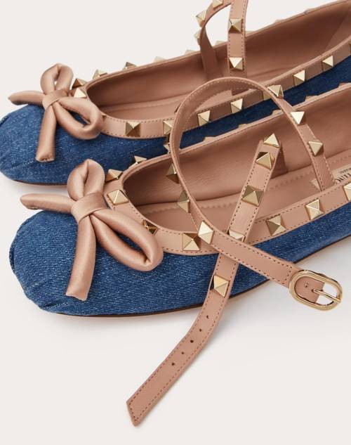 Red Valentino BALLERINA ROCKSTUD IN DENIM Fino al 50% di sconto