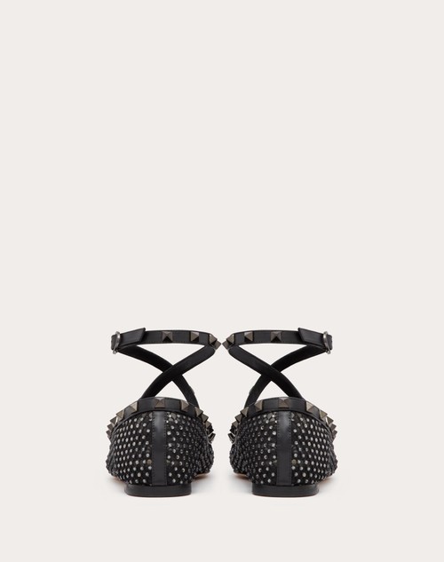 Red Valentino BALLERINA ROCKSTUD IN RETE CON CRISTALLI E BORCHIE IN TONO Solo un giorno rimasto