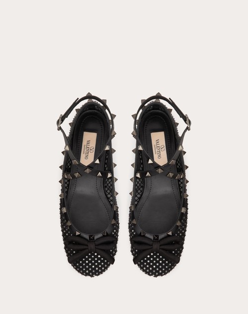 Red Valentino BALLERINA ROCKSTUD IN RETE CON CRISTALLI E BORCHIE IN TONO Solo un giorno rimasto