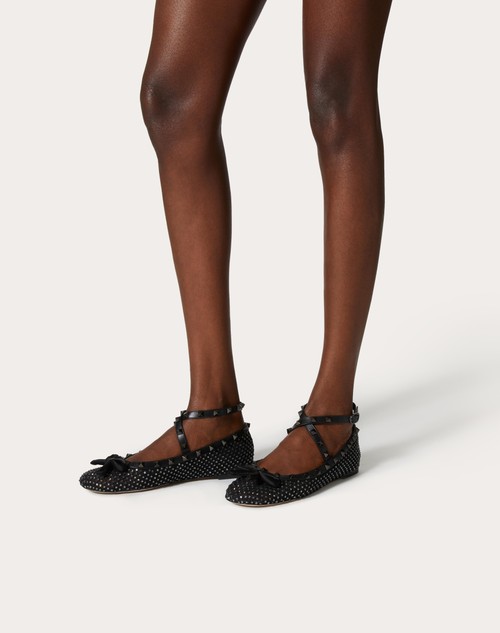 Red Valentino BALLERINA ROCKSTUD IN RETE CON CRISTALLI E BORCHIE IN TONO Solo un giorno rimasto