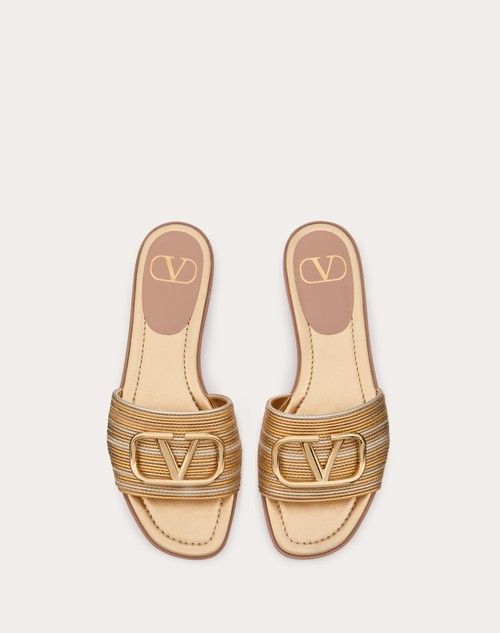 Red Valentino SANDALO SLIDE VLOGO SIGNATURE METALLIZZATO CON RICAMO CORNELY Italia