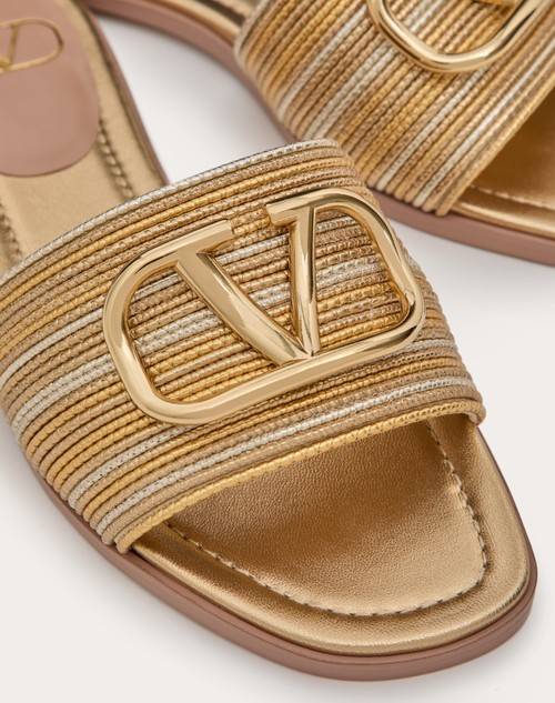 Red Valentino SANDALO SLIDE VLOGO SIGNATURE METALLIZZATO CON RICAMO CORNELY Italia