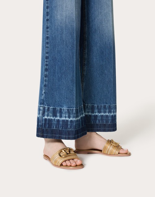 Red Valentino SANDALO SLIDE VLOGO SIGNATURE METALLIZZATO CON RICAMO CORNELY Italia