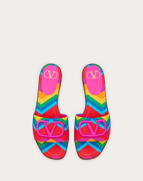 Red Valentino SANDALO SLIDE VALENTINO GARAVANI ESCAPE IN CANVAS CON STAMPA CHEVRON24 Nuovo