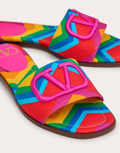 Red Valentino SANDALO SLIDE VALENTINO GARAVANI ESCAPE IN CANVAS CON STAMPA CHEVRON24 Nuovo