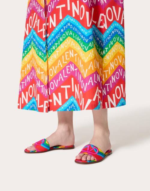 Red Valentino SANDALO SLIDE VALENTINO GARAVANI ESCAPE IN CANVAS CON STAMPA CHEVRON24 Nuovo